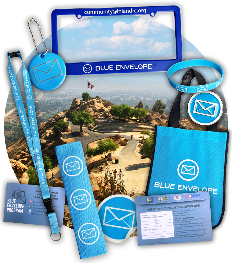 Collage of Blue Envelope items