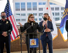 Mayor Lock Dawson Speaking the AG Bonta Roundtable Press Conference