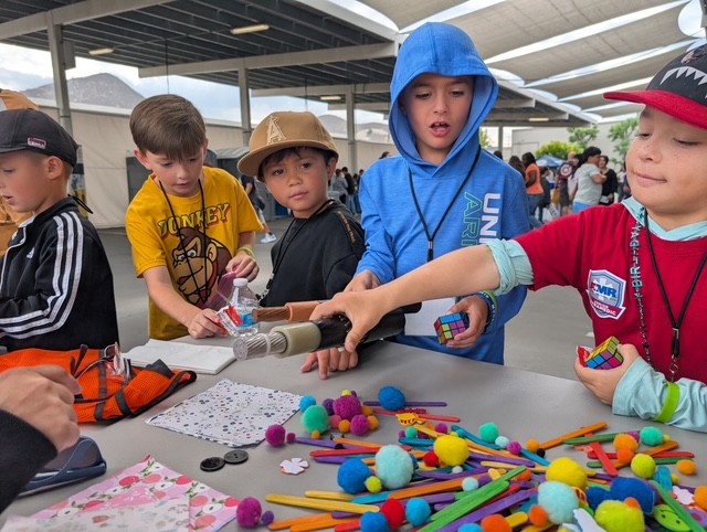 Elementary students participating in a Riverside Public Utilities education activity